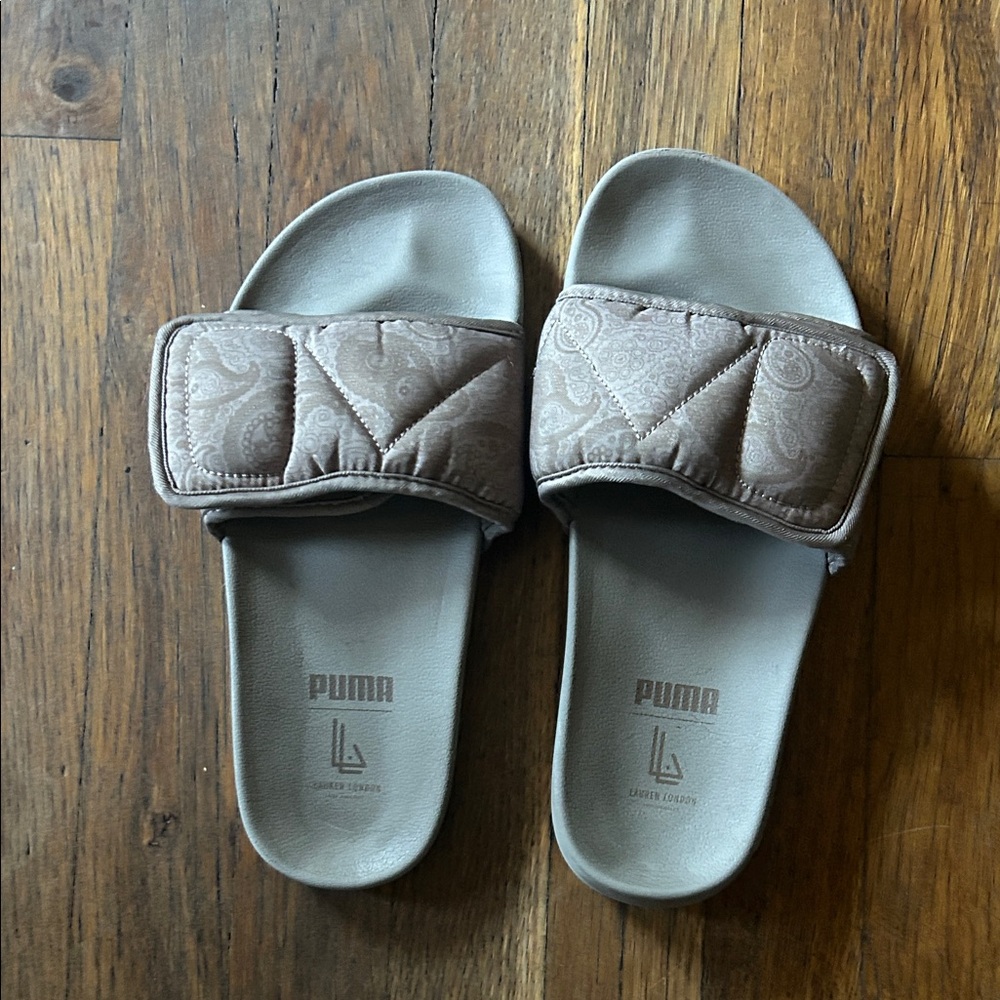Puma Quilted Gray Slide Sandals